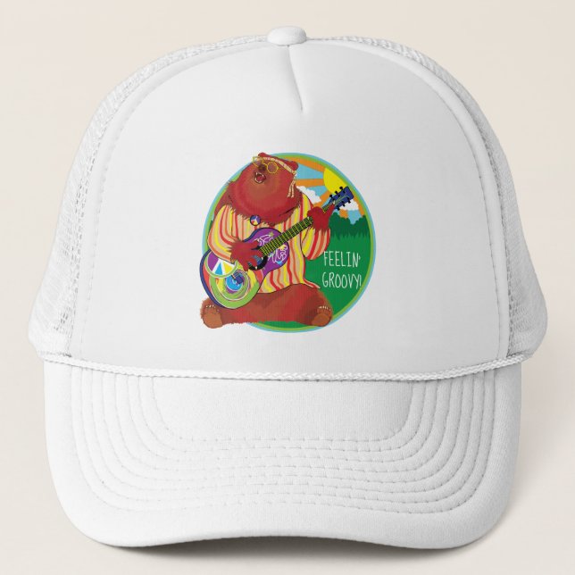 Groovy Happy Guitar Bear Gorra (Anverso)