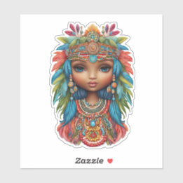 Groovy Hippy Chica Pegatina Personalizado-Pegatina