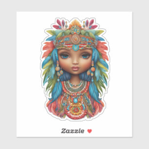 Groovy Hippy Chica Pegatina Personalizado-Pegatina