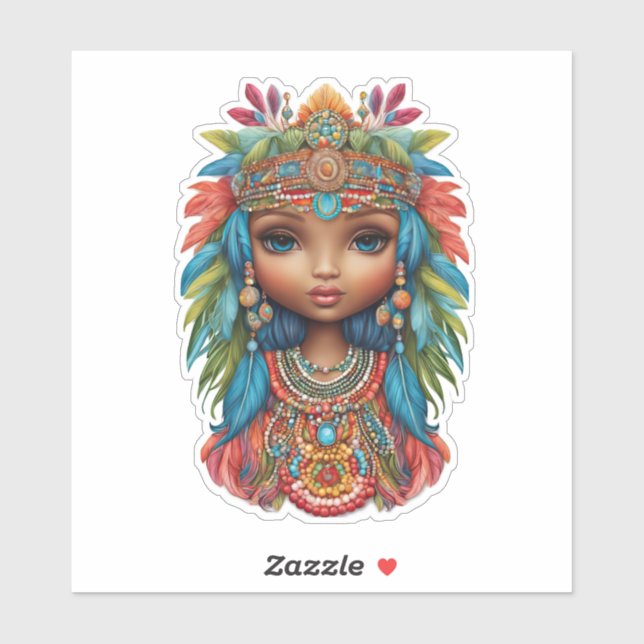 Groovy Hippy Chica Pegatina Personalizado-Pegatina (Hoja)