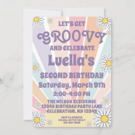 Groovy Hippy Sun & Daisy Chicas Invitación al cump