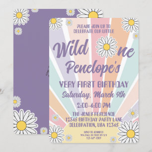 Groovy Hippy Sun & Daisy Primera Invitación de cum