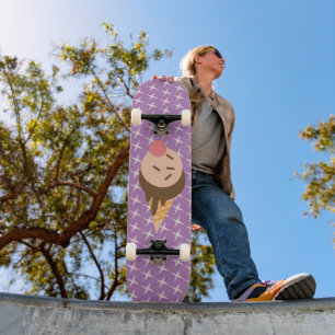 Groovy Ice Cream Pattern Purple Skateboard