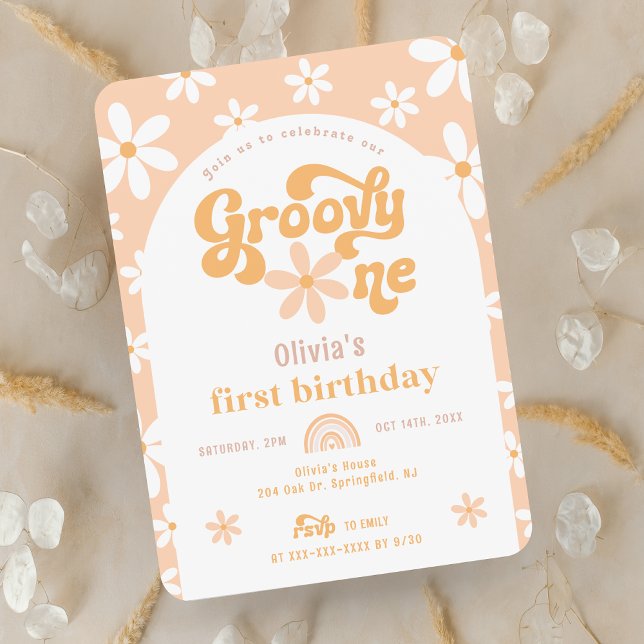 Groovy One Boho Arch Invitación al primer cumpleañ (Subido por el creador)
