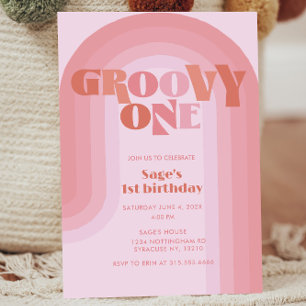 Groovy One Boho Rainbow Primera invitación de cump