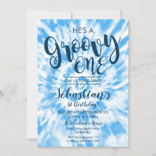 Groovy One Party Invitación Hippy Tie Dye Boy