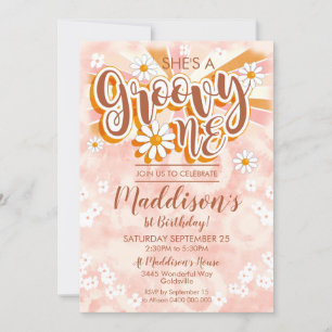 Groovy One Party Invitación Hippy Tie Dye Daisy