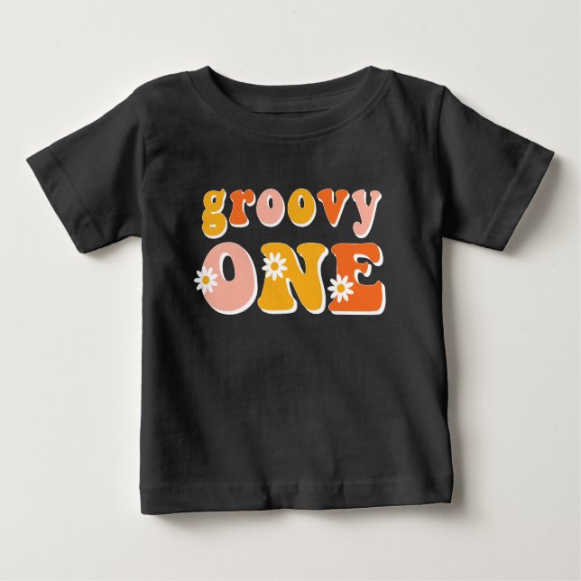Groovy One Retro Primer Camisa De Cumpleaños (Anverso)