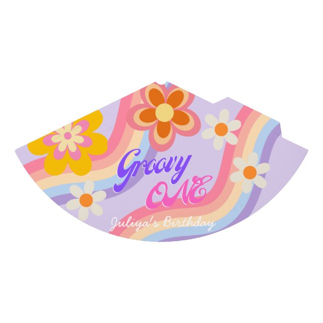 Groovy One Retro Rainbow Primer Gorra Fiesta de cu (Anverso)