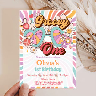 Groovy One Retro Verano 1er cumpleaños Invitación