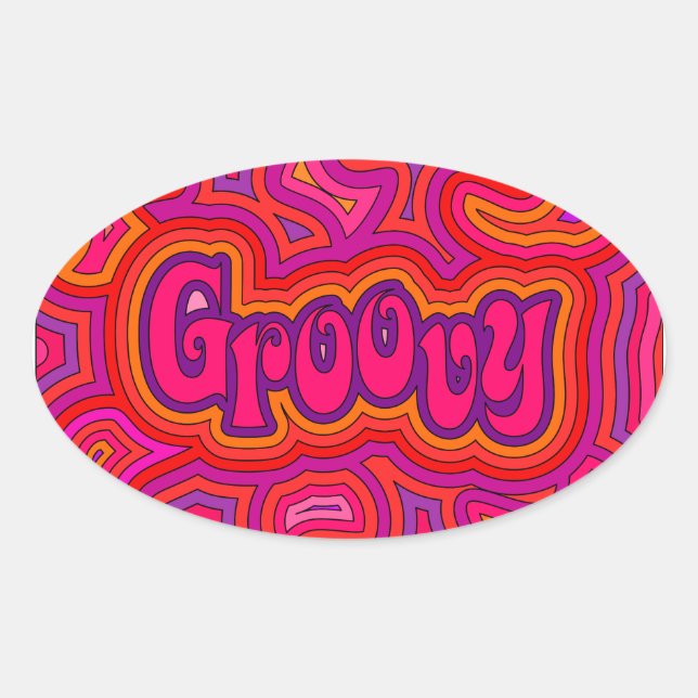 Groovy Oval Pegatina (Anverso)