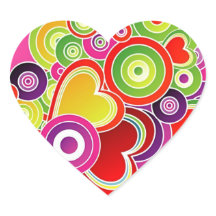 Groovy Pegatina del corazón rosado