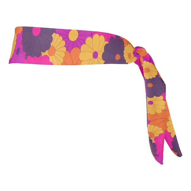 Groovy poder de flores hippie morado y rosa (Girar 90)