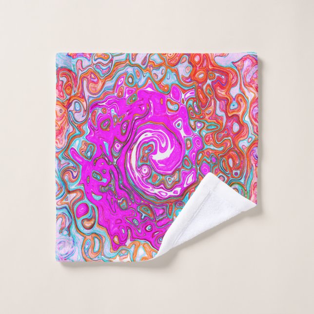 Groovy púrpura y Naranja Resumen Swirl retro (Toallita)