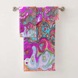 Groovy púrpura y Naranja Resumen Swirl retro