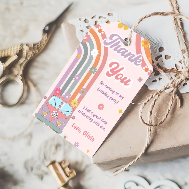 Groovy Rainbow Birthday Party Gracias etiqueta de  (Subido por el creador)