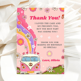 Groovy Rainbow Floral Gracias Tarjeta