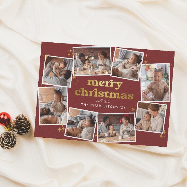 Groovy Red & Gold Feliz Navidad 8 Collage de fotos (Subido por el creador)