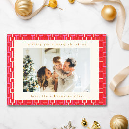 Groovy Red Pink Retro Aburrido Recortó Dos Navidad