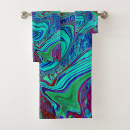 Groovy Resumen de arte retro en azul y rojo