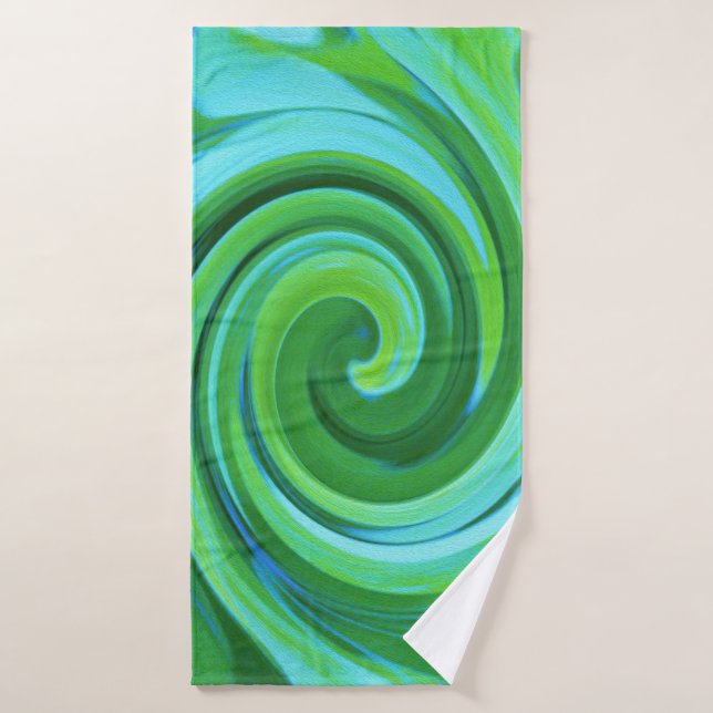 Groovy Resumen Pintado De Giro Líquido Turquesa (Toalla de baño)