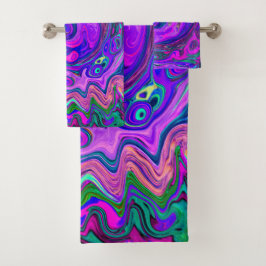 Groovy Resumen Retro Magenta y Púrpura Swirl