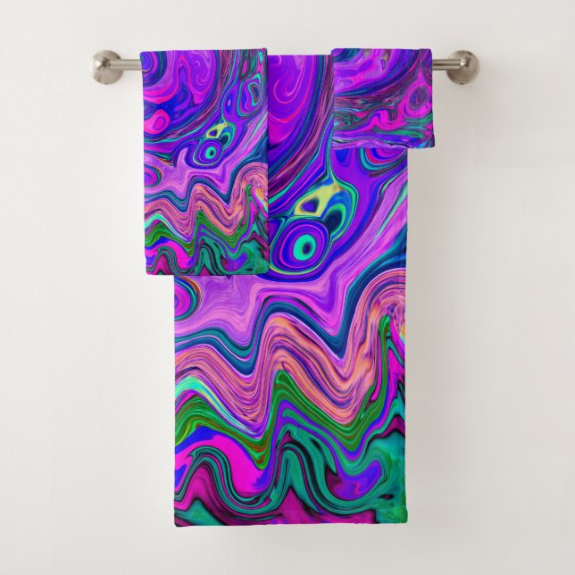 Groovy Resumen Retro Magenta y Púrpura Swirl (In situ)