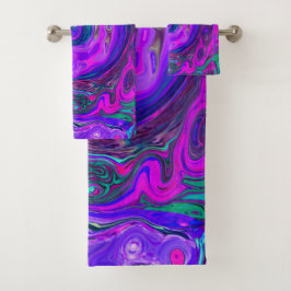 Groovy Resumen Retro Magenta y Púrpura Swirl