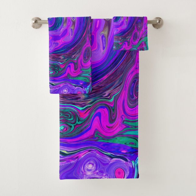 Groovy Resumen Retro Magenta y Púrpura Swirl (In situ)