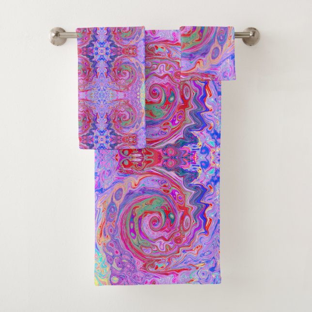 Groovy Resumen Retro Rojo, Púrpura y Rosa Swirl (In situ)