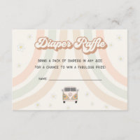 groovy retro 70s diaper raffle invitación insertar