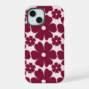 Groovy Retro Daisy Pattern Deep Berry Pink