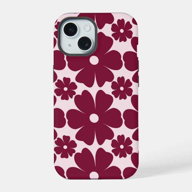Groovy Retro Daisy Pattern Deep Berry Pink (Reverso )