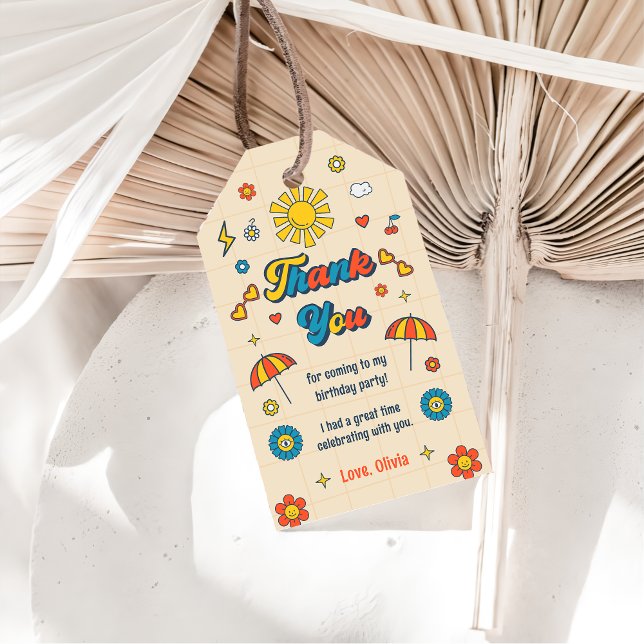 Groovy Retro Fiesta de cumpleaños Gracias etiqueta (Subido por el creador)