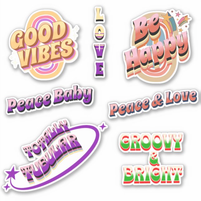 Groovy, Retro Good Vibes Pack Pegatina (Anverso)