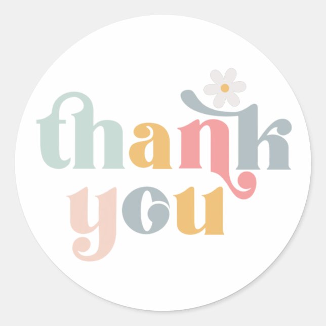 Groovy Retro Gracias Etiquetas Favorables (Anverso)