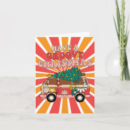 groovy retro xmas - tarjeta de Navidades
