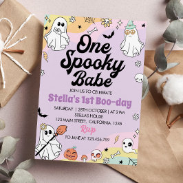 Groovy Spooky One Ghost 1er cumpleaños Invitación