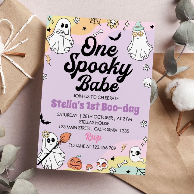 Groovy Spooky One Ghost 1er cumpleaños Invitación (Subido por el creador)