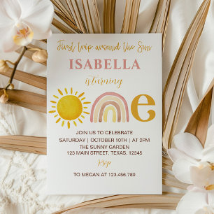 Groovy Sunshine Rainbow Birthday 1ª invitación