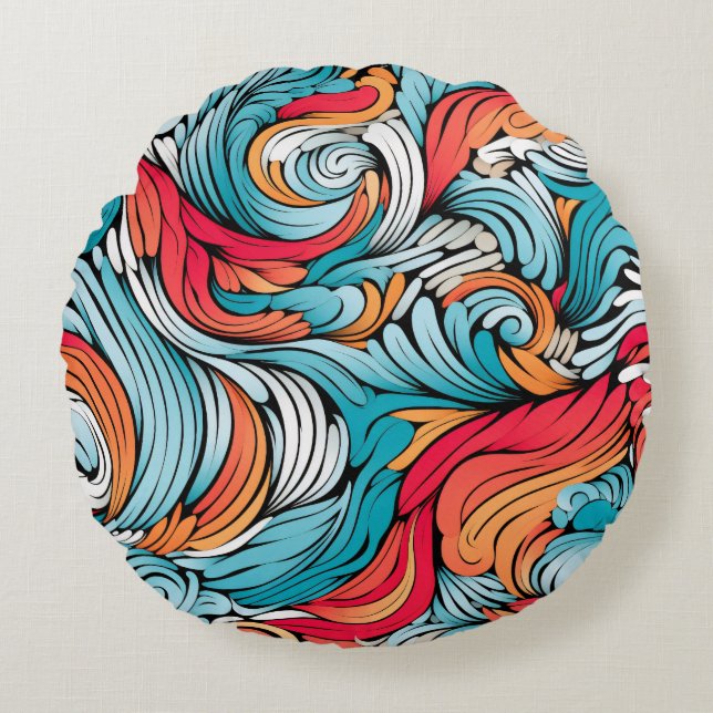 Groovy Swirl Round Cojín decorativo (Anverso)