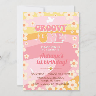 Groovy Un chica 1ª invitación de cumpleaños, invit