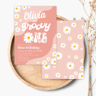 Groovy Un Cumpleaños Invitación Retro Daisy Floral