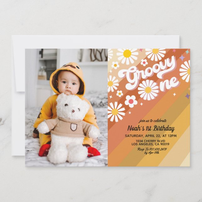 Groovy Un Retrato Invitación a Cumpleaños (Anverso)