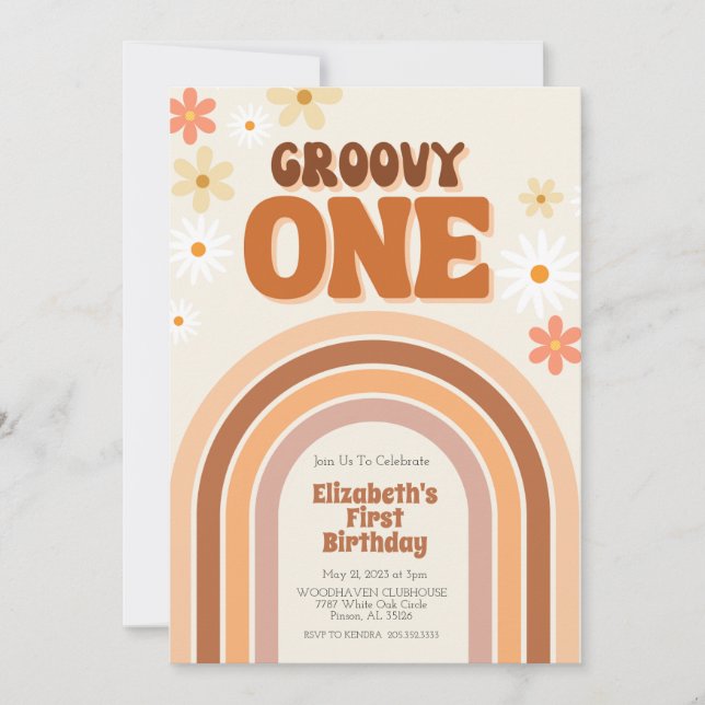 GROOVY Una invitación de primer cumpleaños (Anverso)