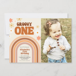 GROOVY Una invitación de primer cumpleaños con fot