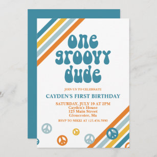 Groovy Una Invitación De Primer Cumpleaños De Un N