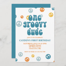 Groovy Una Invitación De Primer Cumpleaños De Un N