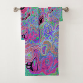 Groovy verde rosa y limón Resumen Swirt retro