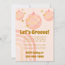 Groovy Watercolor Disco Invitación de cumpleaños